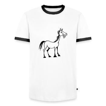 Funny horse - Men's Ringer Shirt - white/black - Front - AI Model Female 172 light (172cm) & AI Model Male 178 dark (178cm)