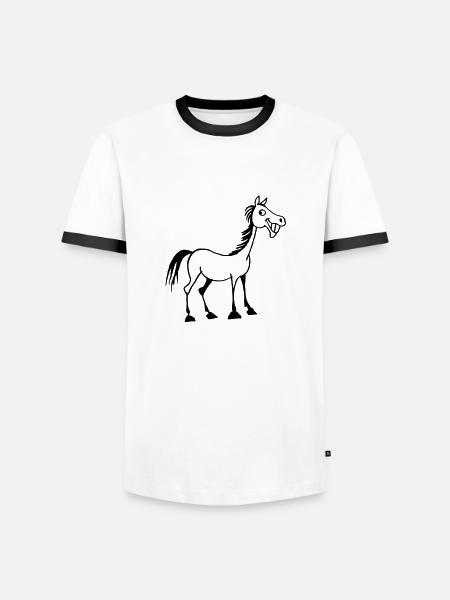 Funny horse - Men's Ringer Shirt - white/black