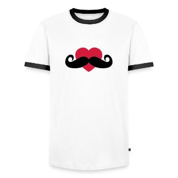 heart moustache / love moustache - T-shirt contrasté Homme - blanc/noir - Devant - AI Model Female 172 light (172cm) & AI Model Male 178 dark (178cm)