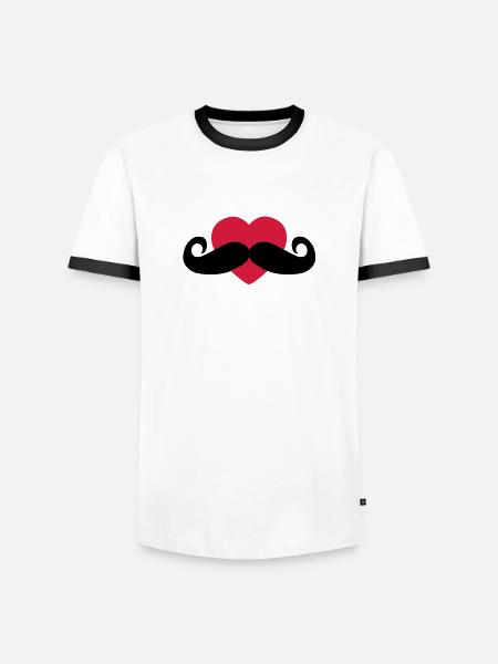 heart moustache / love moustache - Men's Ringer Shirt - white/black