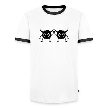 Cheeky Monster Team - Men's Ringer Shirt - white/black - Front - AI Model Female 172 light (172cm) & AI Model Male 178 dark (178cm)