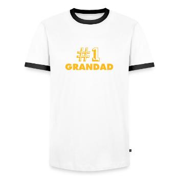 number one grandad - Men's Ringer Shirt - white/black - Front - AI Model Female 172 light (172cm) & AI Model Male 178 dark (178cm)