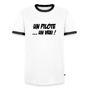 Pilote / Voiture / Moto / Avion / Conduire / Kart - Men's Ringer Shirt - white/black - Front - AI Model Female 172 light (172cm) & AI Model Male 178 dark (178cm)