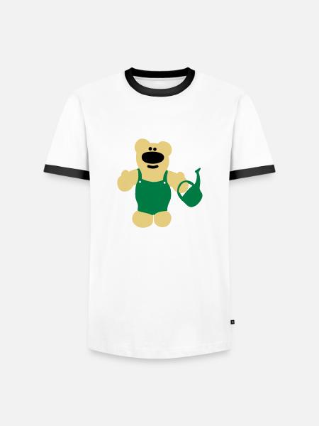 Bär mit Gießkanne - Männer Kontrast-T-Shirt - Weiß/Schwarz