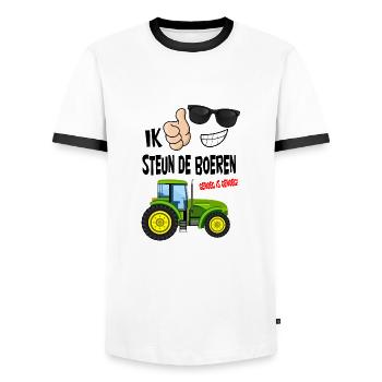 Bauern protestieren mit genug ist genug für die Bauern - Männer Kontrast-T-Shirt - Weiß/Schwarz - Vorne - AI Model Female 172 light (172cm) & AI Model Male 178 dark (178cm)