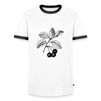 cerises cerises veggie légumes fruits33 - T-shirt contrasté Homme - blanc/noir - Devant - AI Model Female 172 light (172cm) & AI Model Male 178 dark (178cm)