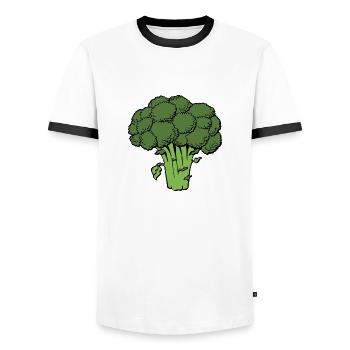 broccoli broccoli veggie gemuese vegetables1 - Men's Ringer Shirt - white/black - Front - AI Model Female 172 light (172cm) & AI Model Male 178 dark (178cm)
