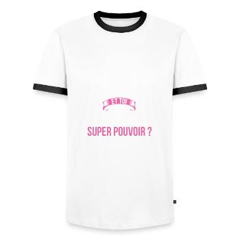 Emilien super pouvoir femme - T-shirt contrasté Homme - blanc/noir - Devant - AI Model Female 172 light (172cm) & AI Model Male 178 dark (178cm)