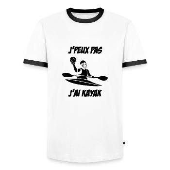 kayak polo - T-shirt contrasté Homme - blanc/noir - Devant - AI Model Female 172 light (172cm) & AI Model Male 178 dark (178cm)