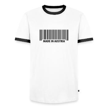 Made in Austria - T-shirt contrasté Homme - blanc/noir - Devant - AI Model Female 172 light (172cm) & AI Model Male 178 dark (178cm)