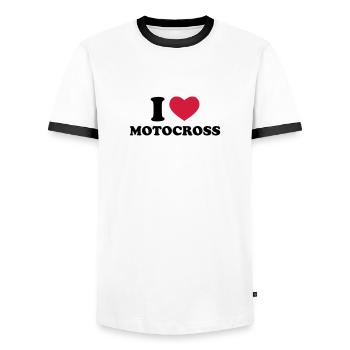 I Love Motocross - Men's Ringer Shirt - white/black - Front - AI Model Female 172 light (172cm) & AI Model Male 178 dark (178cm)