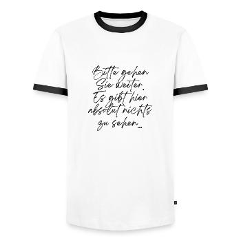 Bitte gehen Sie weiter #nichtszusehen - Männer Kontrast-T-Shirt - Weiß/Schwarz - Vorne - AI Model Female 172 light (172cm) & AI Model Male 178 dark (178cm)