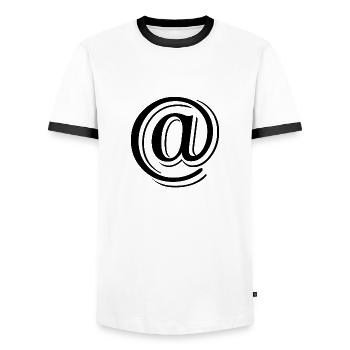 @ arobase - Men's Ringer Shirt - white/black - Front - AI Model Female 172 light (172cm) & AI Model Male 178 dark (178cm)