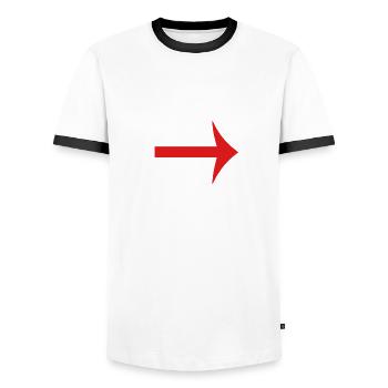 Arrow to left - Men's Ringer Shirt - white/black - Front - AI Model Female 172 light (172cm) & AI Model Male 178 dark (178cm)