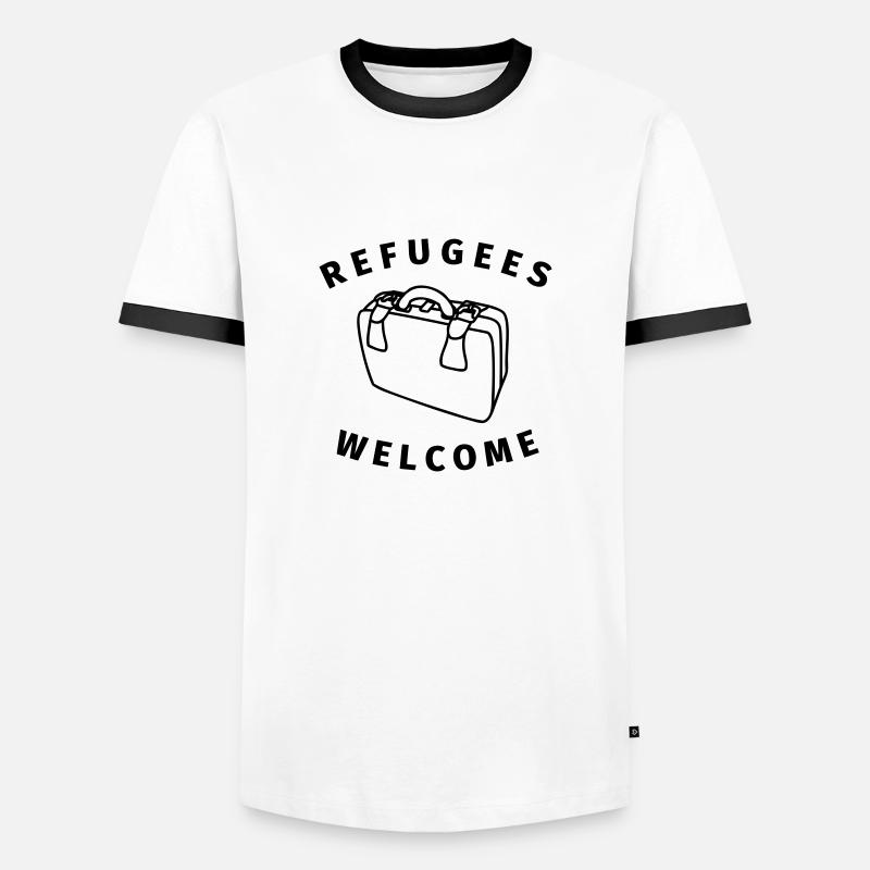 refugees welcome - Men's Ringer Shirt - white/black