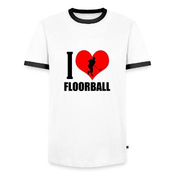 Floorball - T-shirt contrasté Homme - blanc/noir - Devant - AI Model Female 172 light (172cm) & AI Model Male 178 dark (178cm)