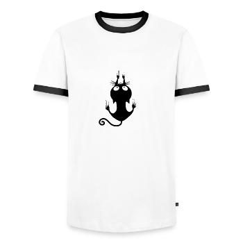 Climbing Cat Halloween - Men's Ringer Shirt - white/black - Front - AI Model Female 172 light (172cm) & AI Model Male 178 dark (178cm)