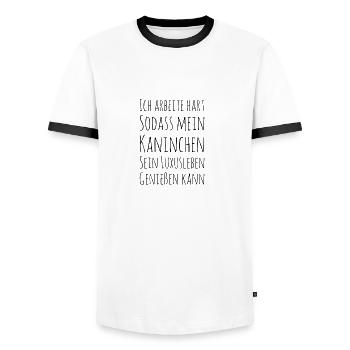 Kaninchen Haustier Liebe - Männer Kontrast-T-Shirt - Weiß/Schwarz - Vorne - AI Model Female 172 light (172cm) & AI Model Male 178 dark (178cm)