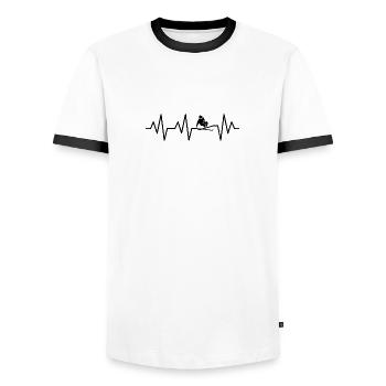 Ski heart beat - Men's Ringer Shirt - white/black - Front - AI Model Female 172 light (172cm) & AI Model Male 178 dark (178cm)