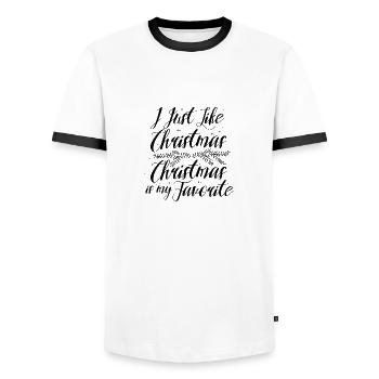 Christmas Mistletoe Ivy December Gift - Men's Ringer Shirt - white/black - Front - AI Model Female 172 light (172cm) & AI Model Male 178 dark (178cm)