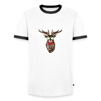 Elch Weihnachten Rentier Nerd Geek Geschenk - Männer Kontrast-T-Shirt - Weiß/Schwarz - Vorne - AI Model Female 172 light (172cm) & AI Model Male 178 dark (178cm)