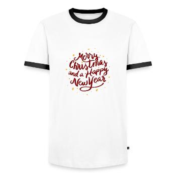 Merry Xmas Happy New Year Starry Sky Gift - Men's Ringer Shirt - white/black - Front - AI Model Female 172 light (172cm) & AI Model Male 178 dark (178cm)