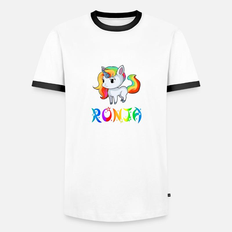 Ronja Einhorn - Männer Kontrast-T-Shirt - Weiß/Schwarz
