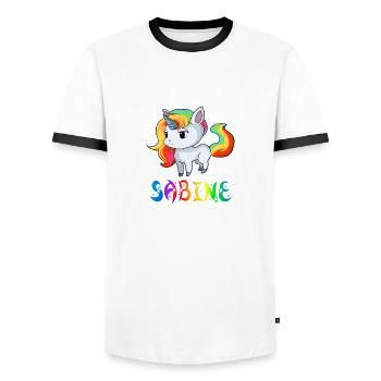 Sabine Einhorn - Männer Kontrast-T-Shirt - Weiß/Schwarz - Vorne - AI Model Female 172 light (172cm) & AI Model Male 178 dark (178cm)