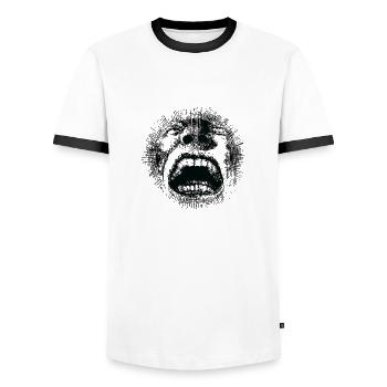 Der große Schrei - Männer Kontrast-T-Shirt - Weiß/Schwarz - Vorne - AI Model Female 172 light (172cm) & AI Model Male 178 dark (178cm)