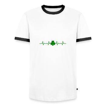Irland Herzschlag Kleeblatt Irisch geschenk glück - Männer Kontrast-T-Shirt - Weiß/Schwarz - Vorne - AI Model Female 172 light (172cm) & AI Model Male 178 dark (178cm)