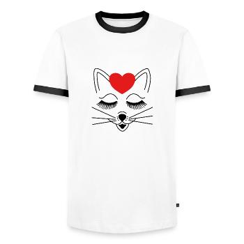 Mouse cat kitty kitty cute cute sexy sex - Men's Ringer Shirt - white/black - Front - AI Model Female 172 light (172cm) & AI Model Male 178 dark (178cm)
