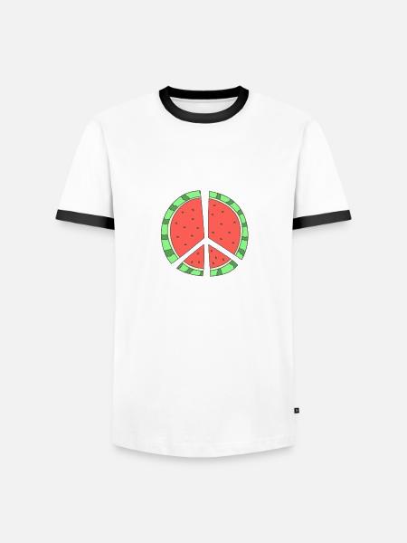 Watermelon peace - Men's Ringer Shirt - white/black