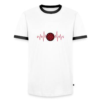 Dart Dartscheibe Herzschlag EKG Geschenk Bullseye - Männer Kontrast-T-Shirt - Weiß/Schwarz - Vorne - AI Model Female 172 light (172cm) & AI Model Male 178 dark (178cm)