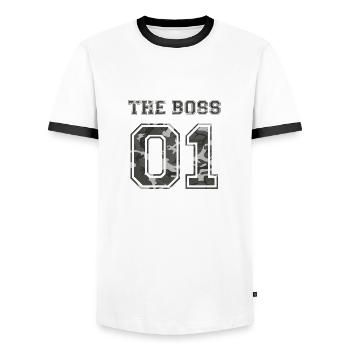The Boss Partner Partnershirt Liebe Geschenk Love - Männer Kontrast-T-Shirt - Weiß/Schwarz - Vorne - AI Model Female 172 light (172cm) & AI Model Male 178 dark (178cm)