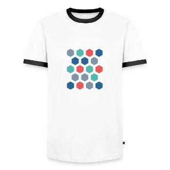 Tanchima Peto 6 - Men's Ringer Shirt - white/black - Front - AI Model Female 172 light (172cm) & AI Model Male 178 dark (178cm)