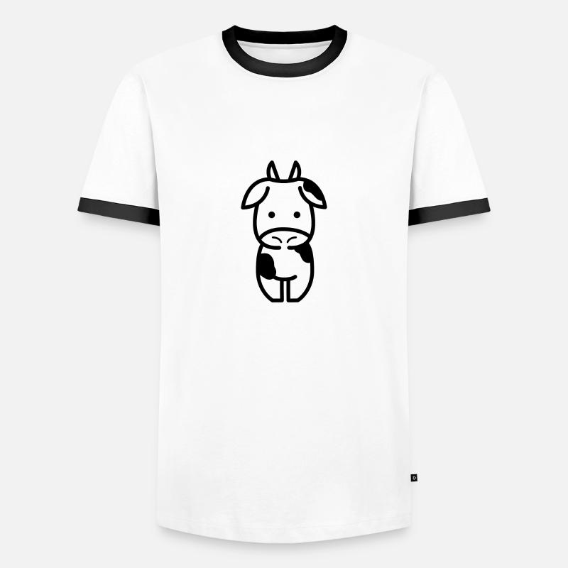 Kuh - Männer Kontrast-T-Shirt - Weiß/Schwarz