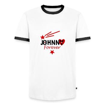Johnny forever - T-shirt contrasté Homme - blanc/noir - Devant - AI Model Female 172 light (172cm) & AI Model Male 178 dark (178cm)