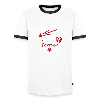 Johnny forever - T-shirt contrasté Homme - blanc/noir - Devant - AI Model Female 172 light (172cm) & AI Model Male 178 dark (178cm)