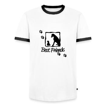 meilleurs amis - T-shirt contrasté Homme - blanc/noir - Devant - AI Model Female 172 light (172cm) & AI Model Male 178 dark (178cm)
