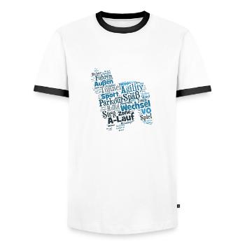 Berger des Pyrénées Agility Wordcloud - Männer Kontrast-T-Shirt - Weiß/Schwarz - Vorne - AI Model Female 172 light (172cm) & AI Model Male 178 dark (178cm)