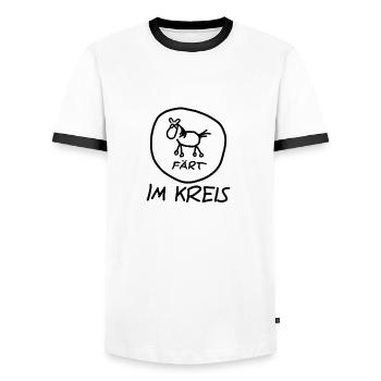 Färt im Kreis schwarz | Pferd - Männer Kontrast-T-Shirt - Weiß/Schwarz - Vorne - AI Model Female 172 light (172cm) & AI Model Male 178 dark (178cm)
