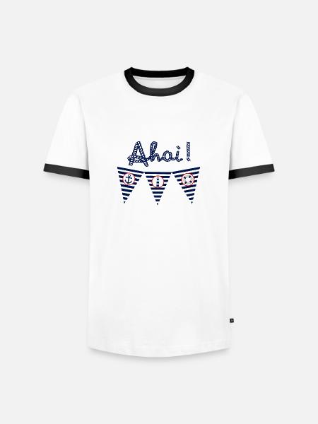 Ahoi, sea, maritime, flag - Men's Ringer Shirt - white/black