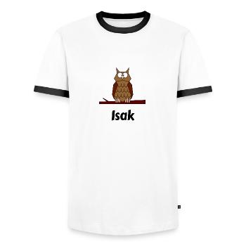 Kids School Born Owl Motif Isak - Men's Ringer Shirt - white/black - Front - AI Model Female 172 light (172cm) & AI Model Male 178 dark (178cm)