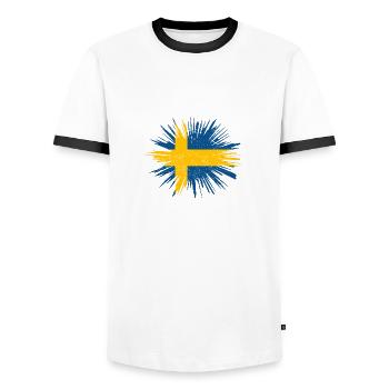 Cadeau Splatter Pays Roots Suède - T-shirt contrasté Homme - blanc/noir - Devant - AI Model Female 172 light (172cm) & AI Model Male 178 dark (178cm)