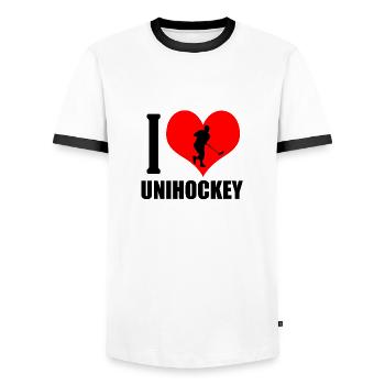 Floorball - T-shirt contrasté Homme - blanc/noir - Devant - AI Model Female 172 light (172cm) & AI Model Male 178 dark (178cm)