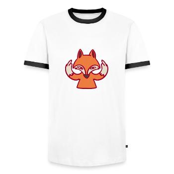 Fuck you fox gift funny - Men's Ringer Shirt - white/black - Front - AI Model Female 172 light (172cm) & AI Model Male 178 dark (178cm)