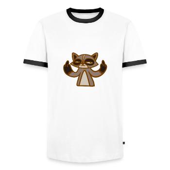 Fuck you raccoon shirt gift - Men's Ringer Shirt - white/black - Front - AI Model Female 172 light (172cm) & AI Model Male 178 dark (178cm)