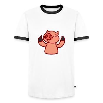 Fuck you pig shirt gift - Men's Ringer Shirt - white/black - Front - AI Model Female 172 light (172cm) & AI Model Male 178 dark (178cm)