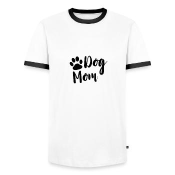 Dog mom with paw in black as a gift - Men's Ringer Shirt - white/black - Front - AI Model Female 172 light (172cm) & AI Model Male 178 dark (178cm)