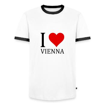 I love Vienna! - Men's Ringer Shirt - white/black - Front - AI Model Female 172 light (172cm) & AI Model Male 178 dark (178cm)